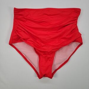 Cupshe Vibrant Red High-Waisted Swim Panties Size Large